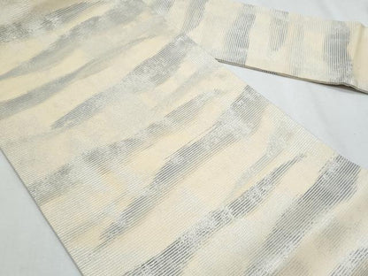 平和屋着物＊夏物　九寸名古屋帯　霞文　銀糸　正絹　逸品　CABH8251fb