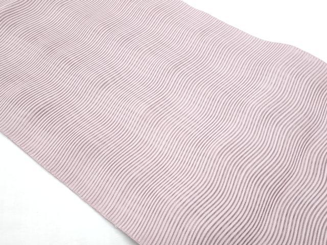 平和屋着物＊夏物　八寸名古屋帯　絽綴れ　よろけ縞　薄柿色　正絹　逸品　CABH8253fb