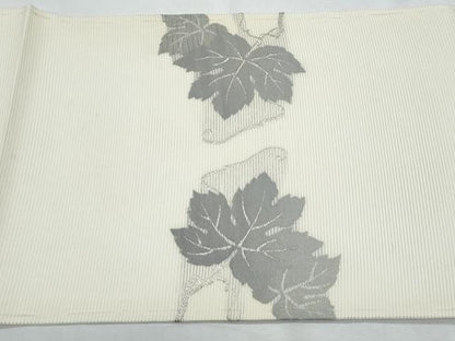 平和屋着物＊夏物　九寸開き名古屋帯　蔦の葉唐草文　銀糸　正絹　逸品　CABH8254fb