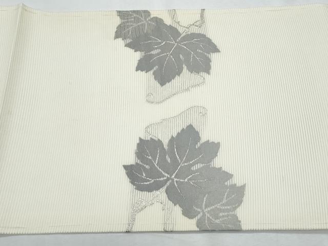 平和屋着物＊夏物　九寸開き名古屋帯　蔦の葉唐草文　銀糸　正絹　逸品　CABH8254fb