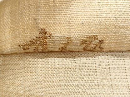 平和屋着物＊夏物　西陣　老舗　渡文謹製　手織　すくひ　太鼓柄名古屋帯　作家物　枝花文　金糸　正絹　逸品　CABH8255fb