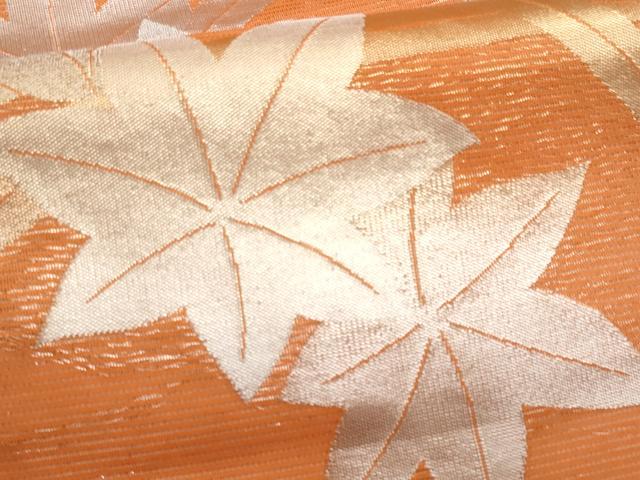 平和屋着物＊夏物　九寸名古屋帯　芝草楓文　金銀糸　正絹　逸品　CABH8259fb