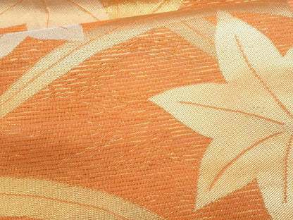 平和屋着物＊夏物　九寸名古屋帯　芝草楓文　金銀糸　正絹　逸品　CABH8259fb