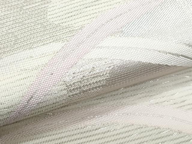 平和屋着物＊夏物　九寸名古屋帯　枝葉文　銀糸　正絹　逸品　CABH8262fb