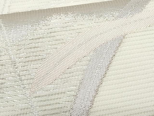 平和屋着物＊夏物　九寸名古屋帯　枝葉文　銀糸　正絹　逸品　CABH8262fb
