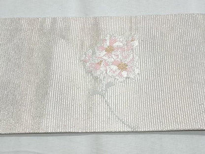 平和屋着物＊夏物　九寸名古屋帯　枝花文　金銀糸　正絹　逸品　CABH8263fb