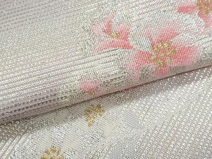 平和屋着物＊夏物　九寸名古屋帯　枝花文　金銀糸　正絹　逸品　CABH8263fb