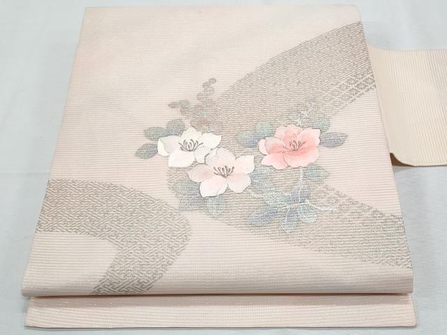 平和屋着物＊夏物　九寸名古屋帯　刺繍　草花文　金銀彩　正絹　逸品　CABH8264fb