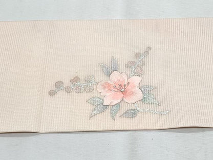 平和屋着物＊夏物　九寸名古屋帯　刺繍　草花文　金銀彩　正絹　逸品　CABH8264fb