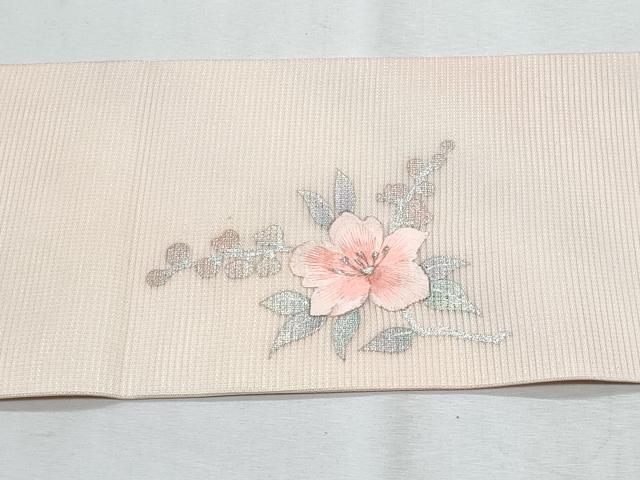 平和屋着物＊夏物　九寸名古屋帯　刺繍　草花文　金銀彩　正絹　逸品　CABH8264fb