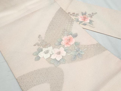 平和屋着物＊夏物　九寸名古屋帯　刺繍　草花文　金銀彩　正絹　逸品　CABH8264fb
