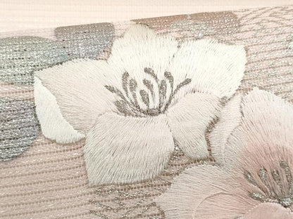 平和屋着物＊夏物　九寸名古屋帯　刺繍　草花文　金銀彩　正絹　逸品　CABH8264fb