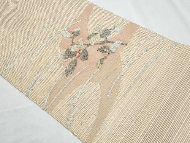 平和屋着物＊夏物　八寸名古屋帯　すくい織　枝花文　金銀糸　正絹　逸品　CABH8270fb