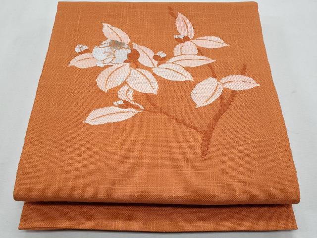 平和屋着物＊夏物　八寸名古屋帯　枝花文　正絹　逸品　CABH8275fb