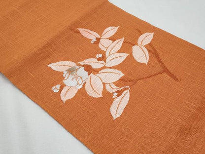 平和屋着物＊夏物　八寸名古屋帯　枝花文　正絹　逸品　CABH8275fb