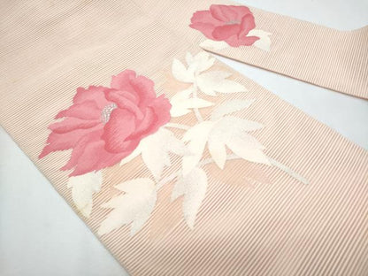 平和屋着物＊夏物　八寸名古屋帯　絽綴れ　枝花文　銀糸　正絹　逸品　CABH8277fb