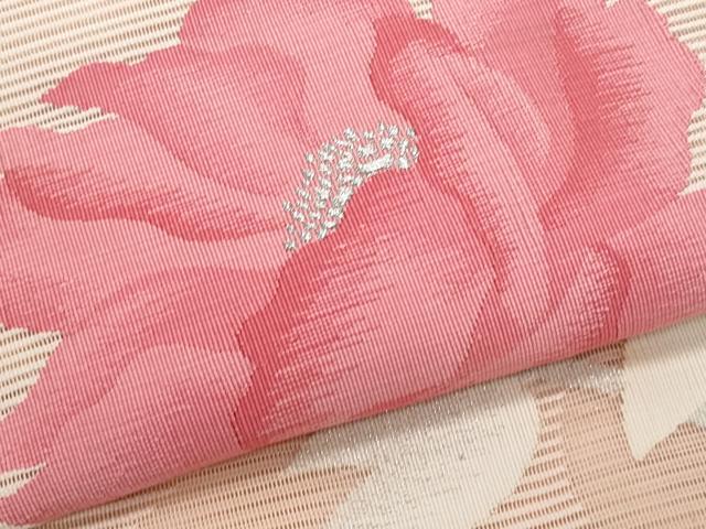 平和屋着物＊夏物　八寸名古屋帯　絽綴れ　枝花文　銀糸　正絹　逸品　CABH8277fb