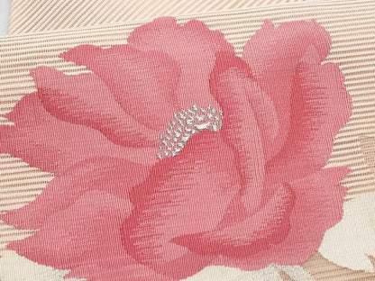 平和屋着物＊夏物　八寸名古屋帯　絽綴れ　枝花文　銀糸　正絹　逸品　CABH8277fb