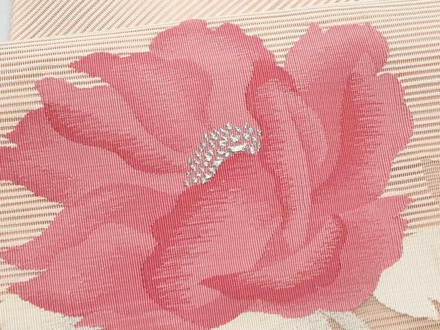 平和屋着物＊夏物　八寸名古屋帯　絽綴れ　枝花文　銀糸　正絹　逸品　CABH8277fb