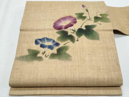 平和屋着物＊夏物　九寸名古屋帯　朝顔　麻　逸品　CABH8279fb