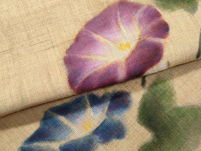 平和屋着物＊夏物　九寸名古屋帯　朝顔　麻　逸品　CABH8279fb