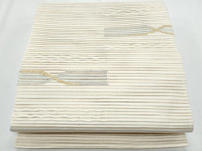 平和屋着物＊夏物　八寸名古屋帯　横段文　金銀糸　正絹　逸品　CABH8281fb