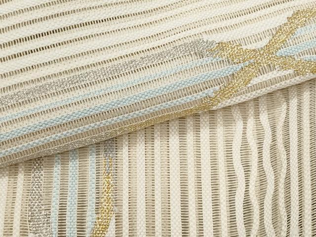 平和屋着物＊夏物　八寸名古屋帯　横段文　金銀糸　正絹　逸品　CABH8281fb