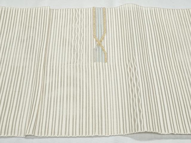 平和屋着物＊夏物　八寸名古屋帯　横段文　金銀糸　正絹　逸品　CABH8281fb