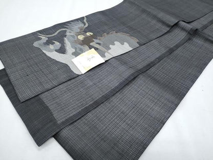 平和屋着物＊夏物　六寸帯　龍　金糸　さんび　正絹　逸品　CABH8286fb