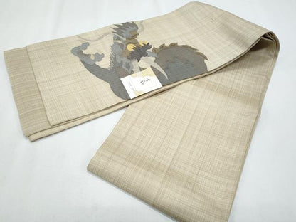 平和屋着物＊夏物　六寸帯　龍　さんび　正絹　逸品　CABH8287fb