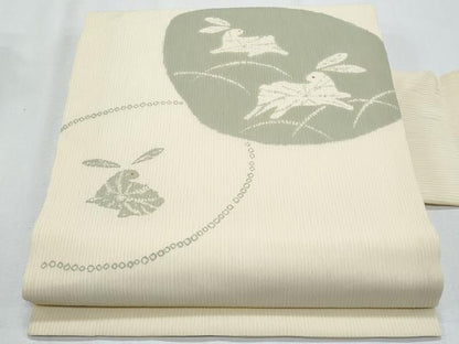 平和屋着物＊夏物　九寸名古屋帯　跳兎　正絹　逸品　CABH8296fb