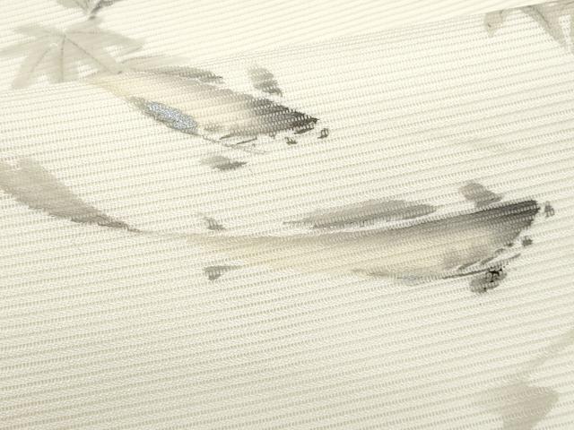 平和屋着物＊夏物　九寸名古屋帯　作家物　刺繍　魚　枝楓文　銀彩　正絹　逸品　CABH8297fb