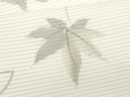 平和屋着物＊夏物　九寸名古屋帯　作家物　刺繍　魚　枝楓文　銀彩　正絹　逸品　CABH8297fb