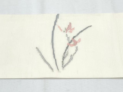 平和屋着物＊夏物　九寸名古屋帯　すくい織　銀糸　正絹　逸品　CABH8298fb