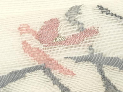 平和屋着物＊夏物　九寸名古屋帯　すくい織　銀糸　正絹　逸品　CABH8298fb