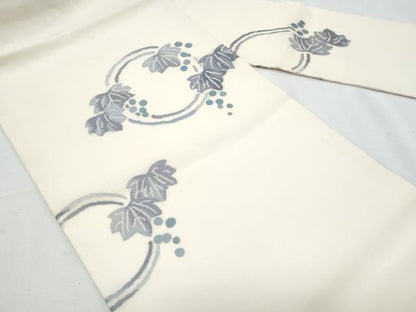 平和屋着物＊夏物　九寸名古屋帯　藍　葡萄丸文　正絹　逸品　CABH8304fb