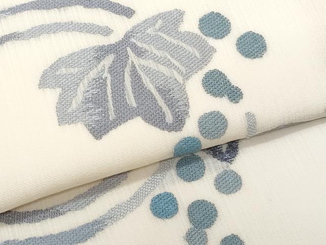 平和屋着物＊夏物　九寸名古屋帯　藍　葡萄丸文　正絹　逸品　CABH8304fb