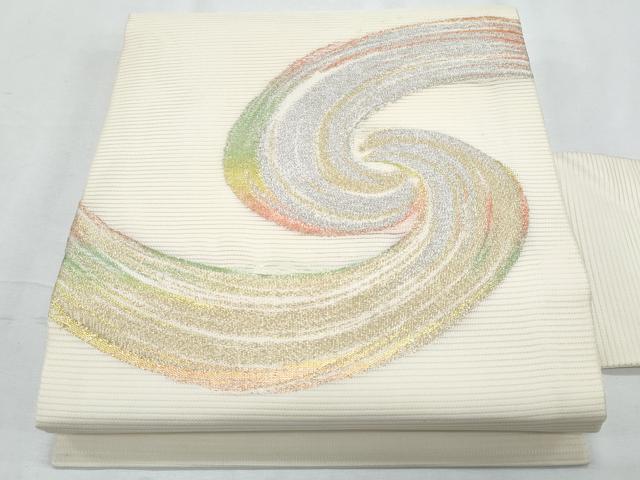 平和屋着物＊夏物　九寸名古屋帯　流水文　金銀糸　正絹　逸品　CABH8305fb