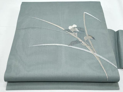 平和屋着物＊夏物　九寸名古屋帯　枝花文　金銀糸　正絹　逸品　CABH8312fb