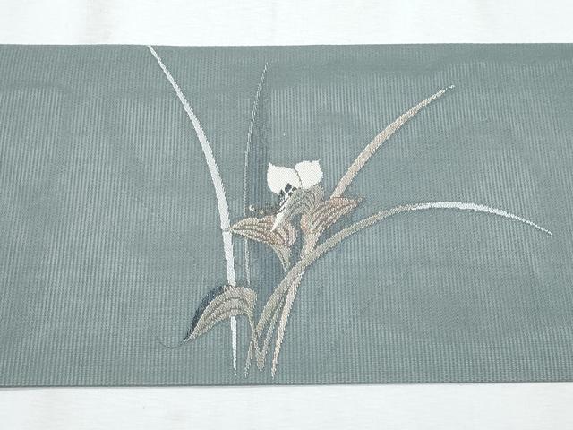 平和屋着物＊夏物　九寸名古屋帯　枝花文　金銀糸　正絹　逸品　CABH8312fb