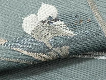 平和屋着物＊夏物　九寸名古屋帯　枝花文　金銀糸　正絹　逸品　CABH8312fb
