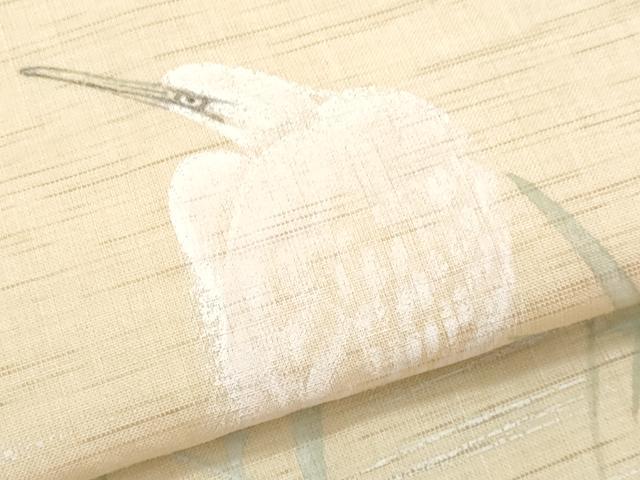平和屋着物＊夏物　九寸名古屋帯　手描き　鷺　麻　逸品　CABH8315fb