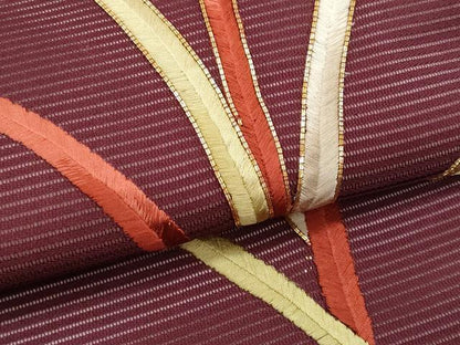 平和屋着物＊夏物　九寸名古屋帯　駒刺繍　草木文　正絹　逸品　CABH8317fb