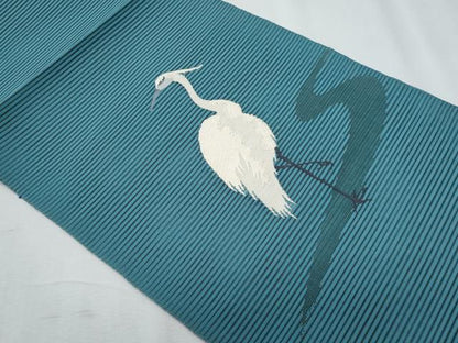 平和屋着物＊夏物　八寸名古屋帯　絽綴れ　流水鷺文　正絹　逸品　CABH8323fb