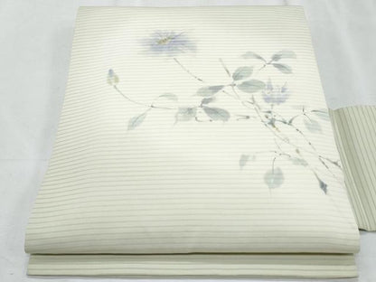 平和屋着物＊夏物　絽塩瀬　九寸名古屋帯　手描き　枝花文　金彩　正絹　逸品　CABH8324fb