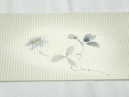 平和屋着物＊夏物　絽塩瀬　九寸名古屋帯　手描き　枝花文　金彩　正絹　逸品　CABH8324fb