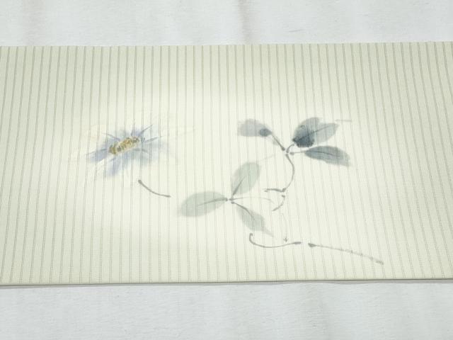 平和屋着物＊夏物　絽塩瀬　九寸名古屋帯　手描き　枝花文　金彩　正絹　逸品　CABH8324fb