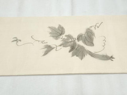 平和屋着物＊夏物　九寸名古屋帯　作家物　手描き　成り物　蔦の葉文　正絹　逸品　CABH8327fb