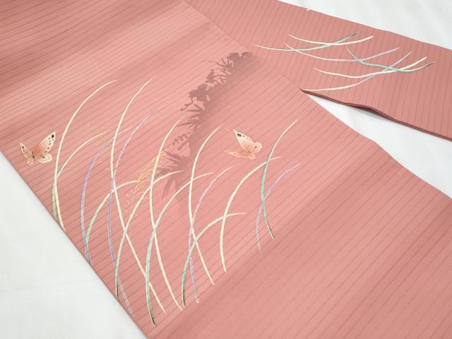 平和屋着物＊夏物　九寸名古屋帯　舞蝶草木シルエット　金彩　CABH8329fb
