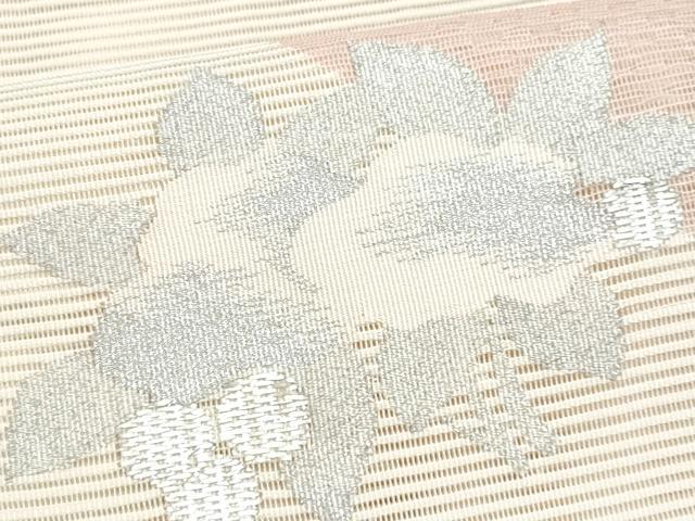 平和屋着物＊夏物　八寸名古屋帯　絽綴れ　草花文　銀糸　正絹　逸品　CABH8330fb